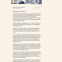 Las fusiones y adquisiciones espaolas caen un 15% hasta agosto, segn TTR Data